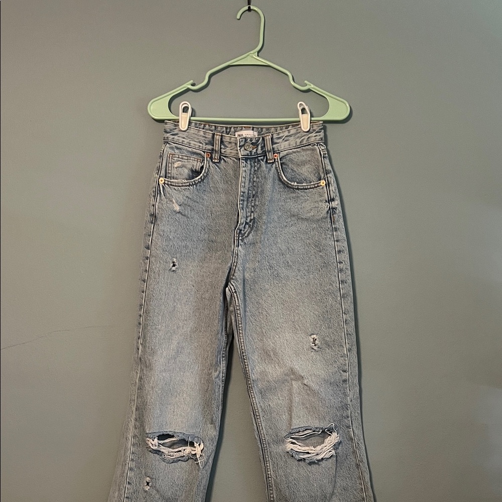 Zara Light Blue Straight Leg Jeans